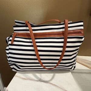 DSW Striped Tote, Black and White Stripes